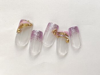 ヴィエント ネイル アイラッシュ サロン(Viento Nail Eyelash Salon)/斜めラメプッチ柄初回¥6800