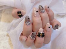 デコール 心斎橋(DECOR)/黒リボンハートホロネイル