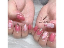 アカツキネイル(Akatsuki Nail)/ピンクマーブル囲み