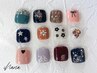 【フット☆親指アート+ワンカラー】フットバス付◎サンプルから選択☆8400
