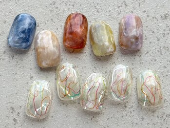 奥行きネイル、色鉛筆