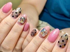 シースルー×ドットネイル