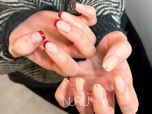 ヌル ネイル 堀江(NURU NAIL HORIE)/赤フレンチ＆ヌーディーネイル
