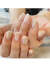 ネイルサロン イントゥ(into_)/大理石　ミントグリーン