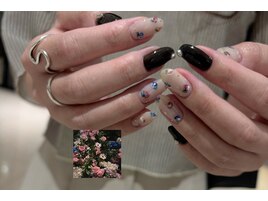 秋冬ネイル　お花　錦糸町