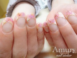 水彩フラワーフレンチネイル♪