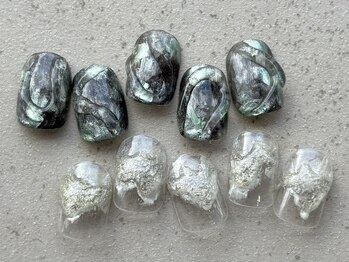 凹凸ネイル、クリアネイル