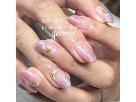 紫とピンクのラメグラデーション