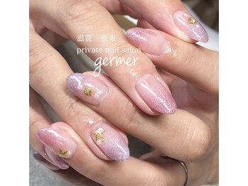 紫とピンクのラメグラデーション