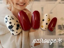 ネイル―ジュ 札幌大通店(nairouge*)/秋色♪バーガンディフラワー♪