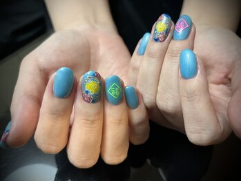 ヒミツキチ 恵比寿店(himitsukichi)/台湾客家花×ネオン倒福ネイル