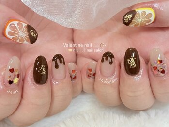 n u i. | nail salon 下北沢【パラジェル・フィルイン・持ち込み・長さだし】/チョコ　バレンタインネイル