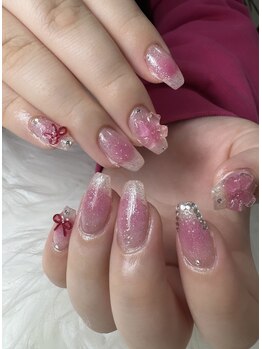 フラワーズネイル(flowers nail)/ピンクキラキラチーク