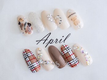 エイプリルプラス(April plus)/クマ＆チェックネイル