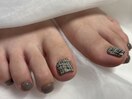 ツイードネイル　フットネイル