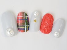 ネイルサロン ドレリッチ 大宮店(drerich)/【6990】赤チェック赤ニット