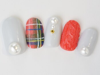 ネイルサロン ドレリッチ 大宮店(drerich)/【6990】赤チェック赤ニット