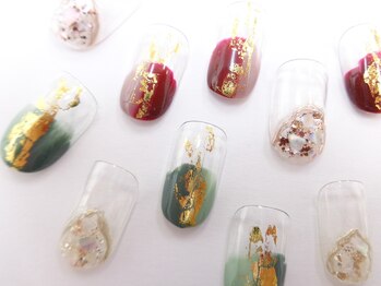 ネイルサロン クイール 小山店(NAIL SALON QUILL)/塗りかけ+ホイル+ミラー+シェル
