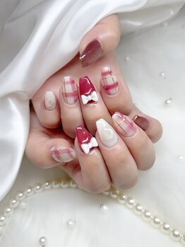 ビビ(ViVi)/チェックリボンネイル