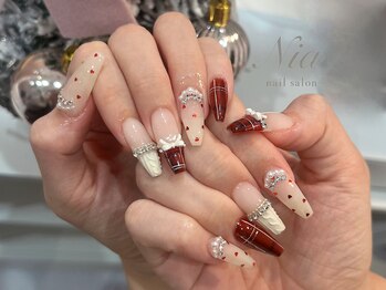 ニア ネイルサロン 大阪駅前第2ビル(Nia)/ニット×チェックネイル