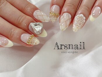 アルスネイル(Ars nail)/クリームイエローツイードネイル
