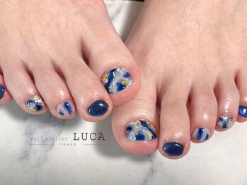 ネイルアトリエルカ(nail atelier LUCA)/W-216 ネイビー大理石ネイル