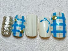 ネイルビート(NAIL BEAT)/リボンチェックネイル