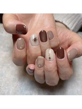 アティックネイルアトリエ(attic nail atelier)/バレンタイン風手描きジュエリー