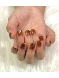 大人べっ甲/塗りかけ/秋ネイル