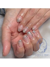 ラメグラデーション＋パーツ