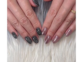 フラッシュネイル +ミラーネイル