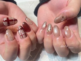 チェック　マグネット ボルドー