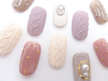 ネイルサロン クイール 小山店(NAIL SALON QUILL)/ワンカラー+ニット柄
