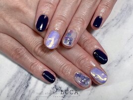 W-217 水滴×紫陽花ネイル