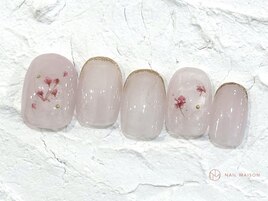 ピンク押し花ネイル￥8050