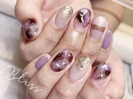 パープルタイダイネイル