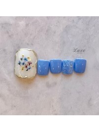 押し花×ミラー囲みネイル