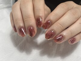ボルドーもやもやネイル