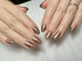 チョコ色フラッシュネイル