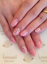 カナ ネイル(Kana nail)/キラキラ縦ラインストーンネイル