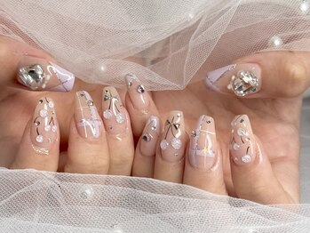 ガーリーさくらんぼネイル.・*