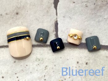 ネイルアンドまつげエクステ ブルーリーフ 四谷三丁目店(Blue Reef)/FOOT 大人ボーダーネイル