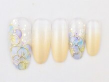 フォア ネイル(FOI NAIL)/綺麗め手描きフラワー
