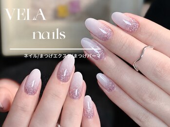 ベラネイルズ 川口(VELA nails)/キラキラグラデーションホワイト