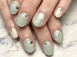 シェル×人魚の鱗ネイル！