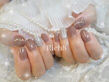 ネイルアンドまつげエクステ リッチエイト 原宿店(Rich8)/ちゅるんブラウン+ハートパーツ