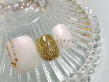 ネイルサロン カラーエイト(Nailsalon COLOR.8)/フット・ゴールド・ワンポイント