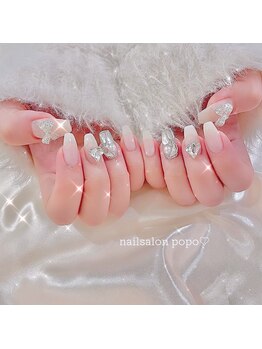 ポポ 渋谷(popo)の写真/美フォルムのスカルプ・長さだしは高い技術力の証★韓国ネイル/ワンホン/地雷系/3Dパーツオーダーも◎