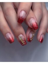 ホランイネイル(HORANGI NAIL)/ラメグラデーション＋有料パーツ