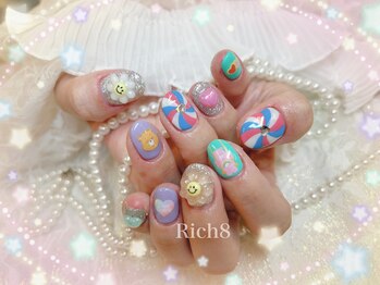ネイルアンドまつげエクステ リッチエイト 原宿店(Rich8)/ハデハデゆめかわネイル